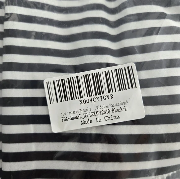 Fashion Casual Drawstring Elastic Waist Womens Stripe Wide Leg Pants. Bl… - Picture 9 of 9